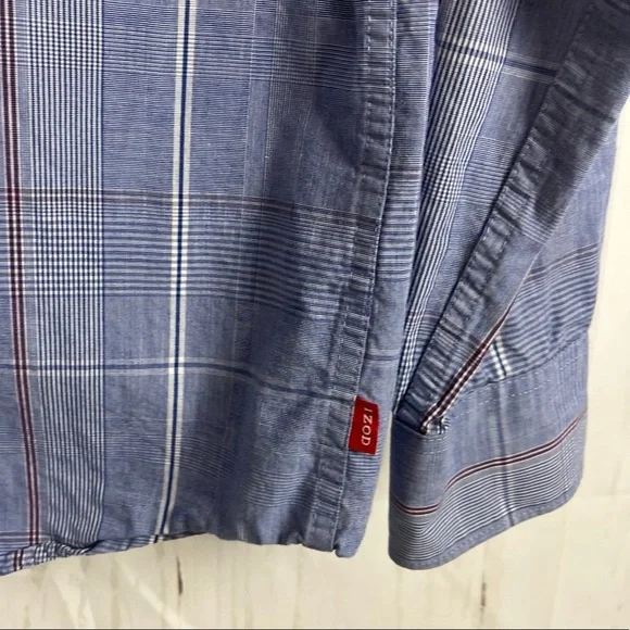 IZOD slim fit blue plaid button up shirt Medium 100% cotton - Picture 3 of 8